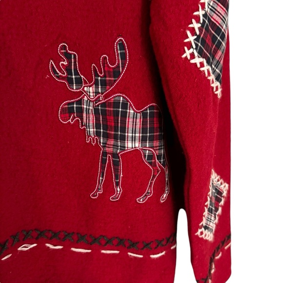 Vintage Coldwater Creek Red Wool Winter Christmas  Cardigan Sweater Size Medium - Picture 6 of 10